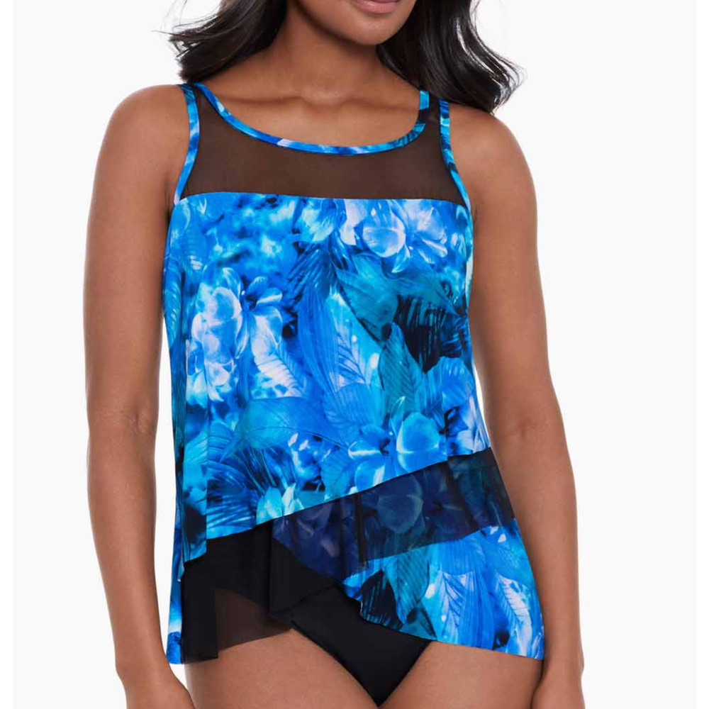 Miraclesuit Mirage Tankini Top in Sous Marine Blue Swimwear Size 8 6559941 NEW